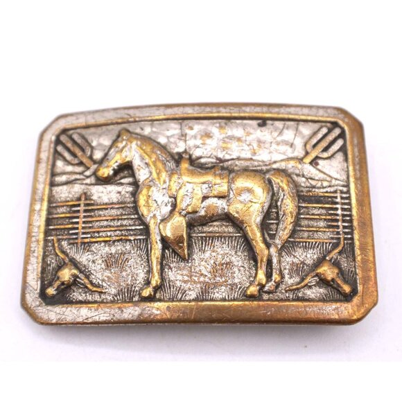 Vogel Western Horse Rodeo Belt Buckle Brass Metal Vintage Rancher Original 3x2